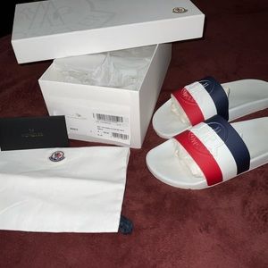 Moncler men slides size 11 red,white,blue